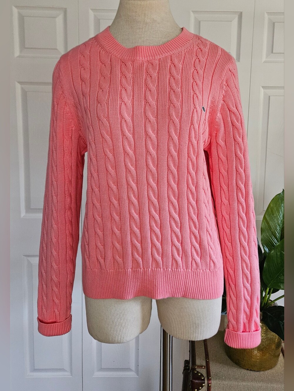 VINEYARD VINE 100% Cotton Preppy-Coastal Cable-Knit Size L Crewneck Sweater.